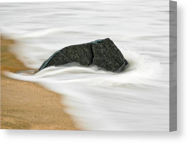 Gateway National Recreation Canvas Print featuring the photograph Surf Caresses A Lonely Stone by Gary Slawsky