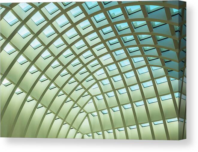 Ceiling Canvas Print featuring the photograph Roof Of Modern Shopping Mall by Ingo Jezierski