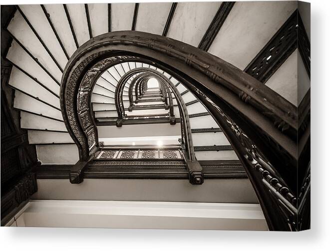 Chicago Canvas Print featuring the photograph Rookery Building Off Center Oriel Staircase by Anthony Doudt