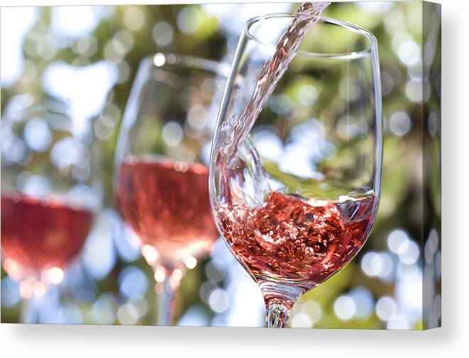 Rose Wine Canvas Print featuring the photograph Rose Wine Alfresco by MarkSwallow
