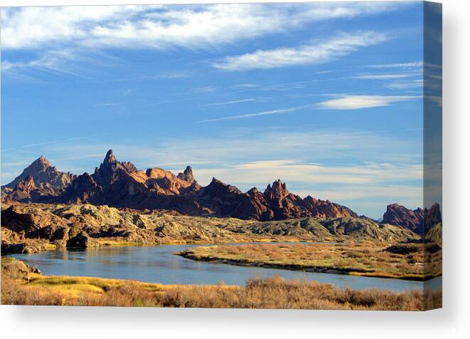 Needles Canvas Print featuring the photograph Route 66 Needles Mtn Range 2   Sold by Antonia Citrino