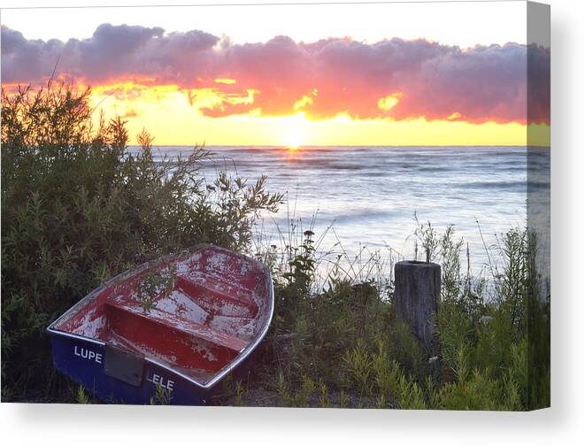Rowboat Canvas Print featuring the photograph Rowboat at Sunrise by Steve Somerville