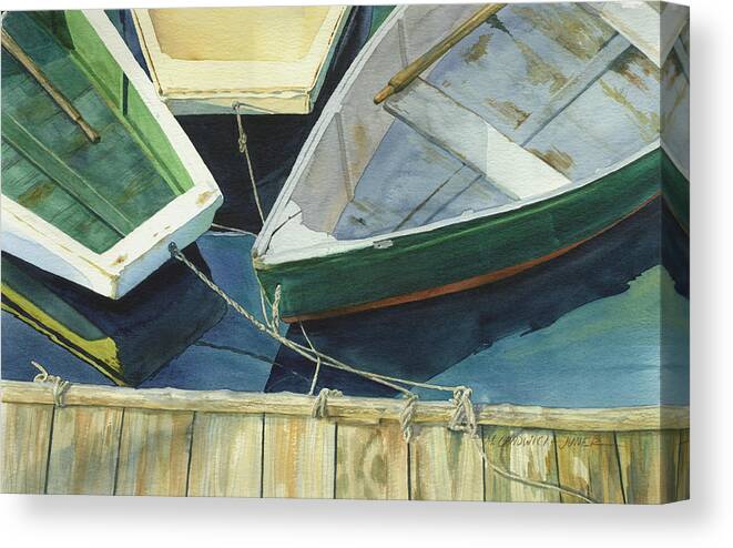 Seascape Canvas Print featuring the painting Rowboat Trinity II by Marguerite Chadwick-Juner