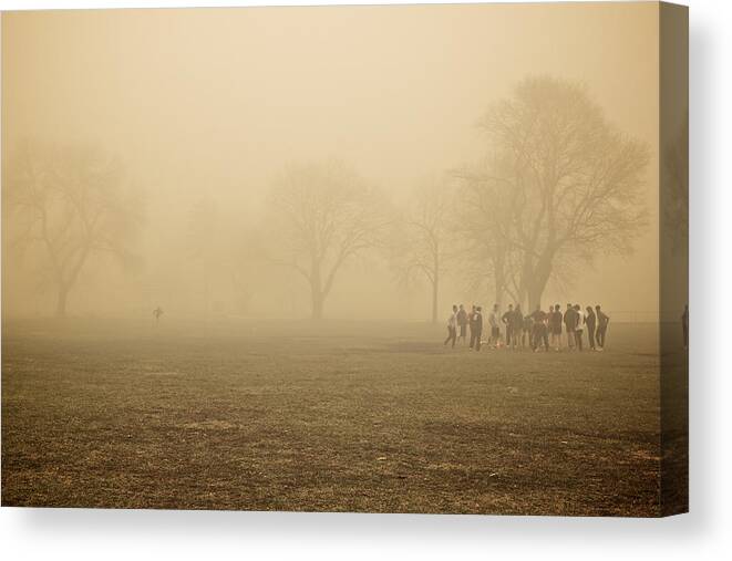 Fog Canvas Print featuring the photograph Running Back by Josh Eral