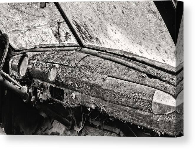 Car Canvas Print featuring the photograph Rust BW by JC Findley