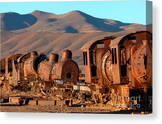 Bolivia Canvas Print featuring the photograph Rust in Peace by James Brunker