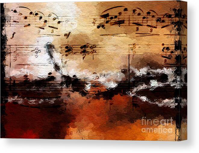 Music Canvas Print featuring the digital art Rusted Desert Harmony by Lon Chaffin