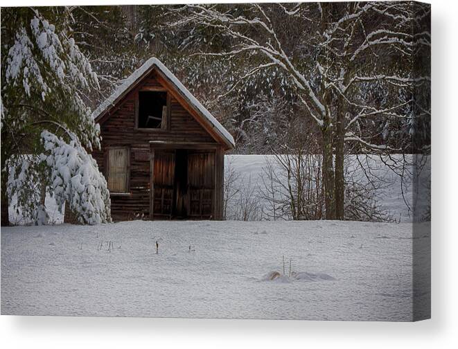 Scenic Vermont Photographs Canvas Print featuring the photograph Rustic Shack After The Storm by Jeff Folger