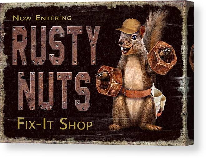 Jeff Wack Canvas Print featuring the painting Rusty Nuts by JQ Licensing