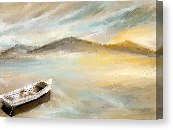 Yellow Canvas Print featuring the painting Sail Into The Sun by Lourry Legarde