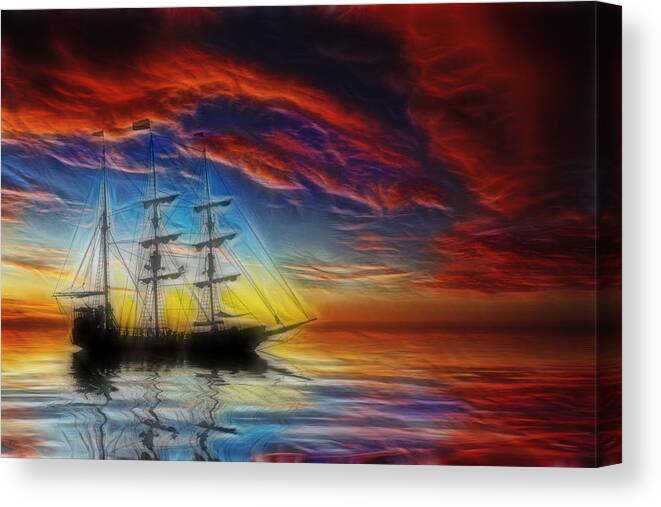 Pirate Ship Canvas Print featuring the photograph Sailboat Fractal by Shane Bechler