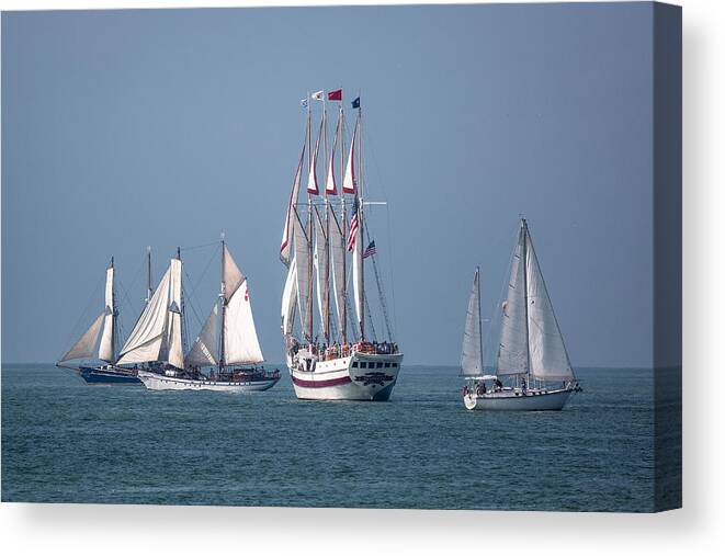 Boats Canvas Print featuring the photograph Sailing Lake Erie by Dale Kincaid