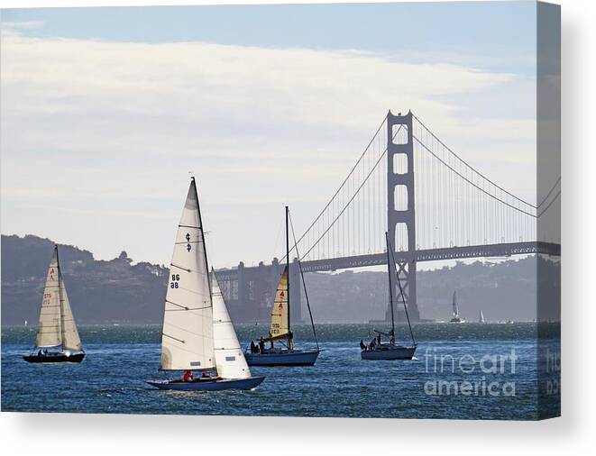 Yachts Canvas Print featuring the photograph Sailing San Francisco Bay by Scott Cameron