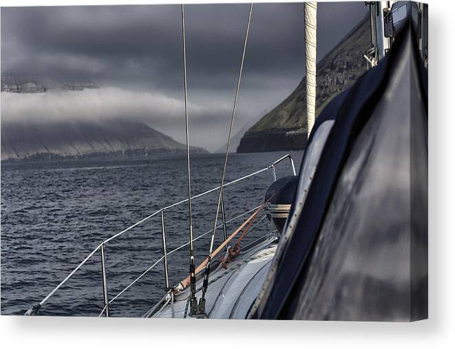 Sailboat Canvas Print featuring the photograph Sailing The Leirviksfjordur by Sindre Ellingsen