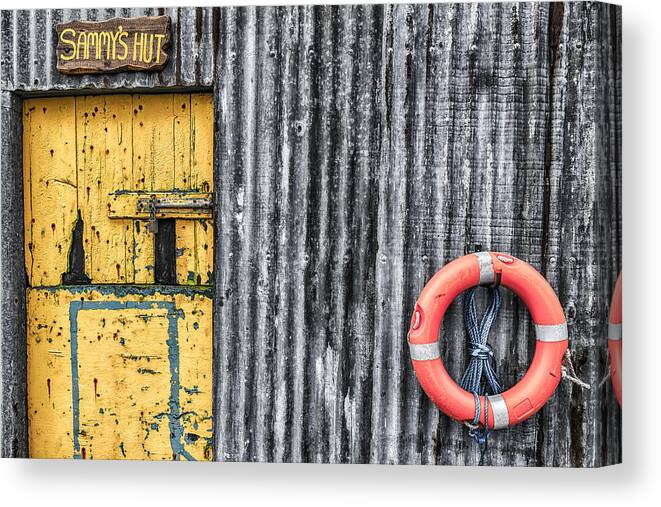 Dunseverick Canvas Print featuring the photograph Sammy's Hut by Nigel R Bell