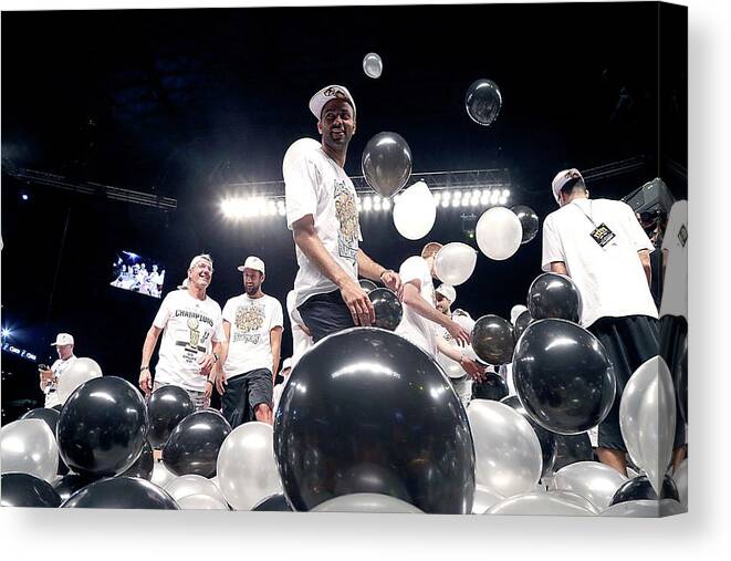 Nba Pro Basketball Canvas Print featuring the photograph San Antonio Spurs Victory Parade And by Gary Miller