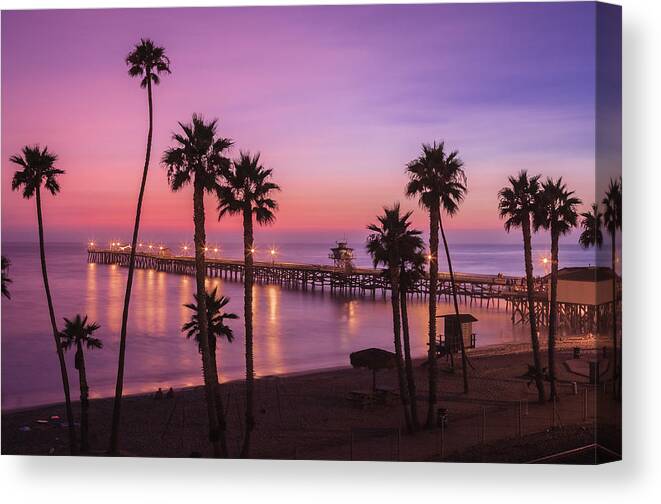 Beach Sunset Canvas Print featuring the photograph San Clemente Sunset Meditation by Scott Campbell