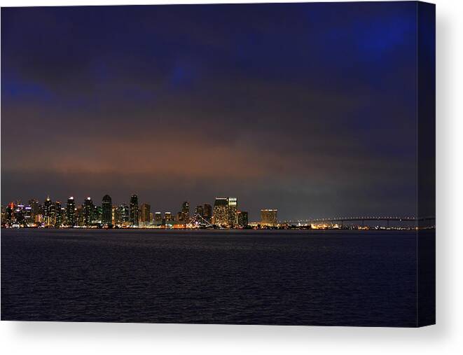 San Diego Bay Canvas Print featuring the photograph San Diego Night Sky by Alexandra Till