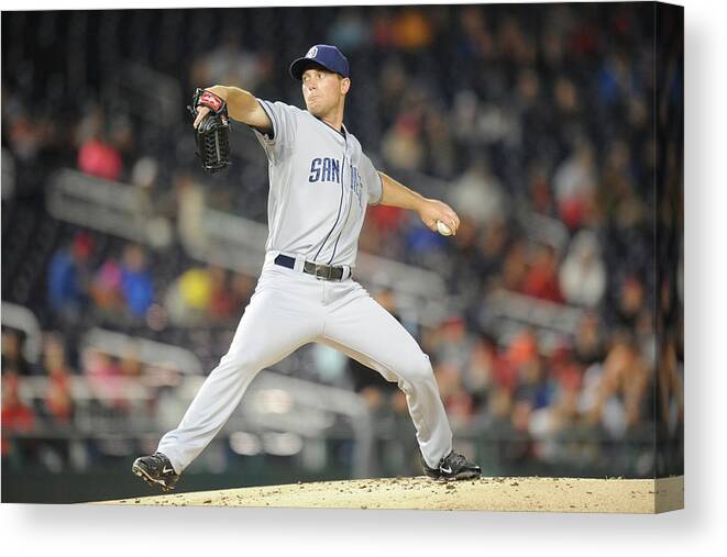 Baseball Pitcher Canvas Print featuring the photograph San Diego Padres V. Washington Nationals by Mitchell Layton