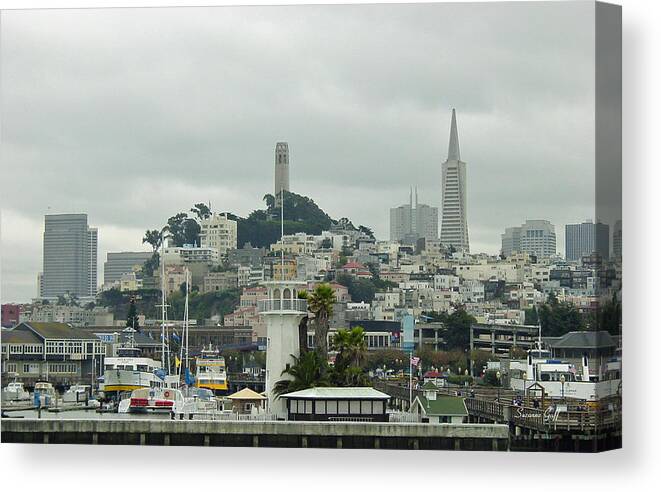 San Francisco Canvas Print featuring the photograph San Francisco View from Fishermans Wharf by Suzanne Gaff