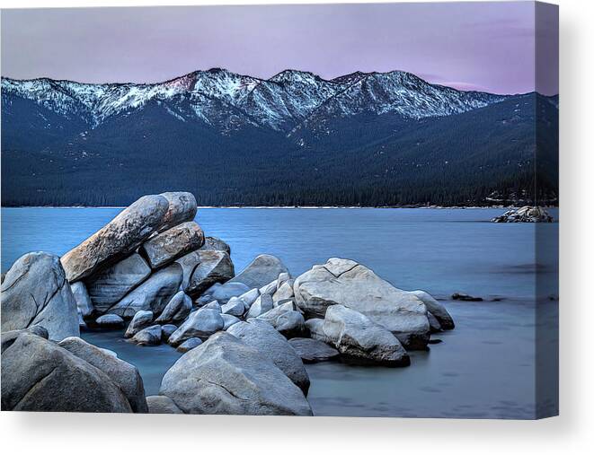 Landscape Canvas Print featuring the photograph Sand Harbor Rocks by Maria Coulson