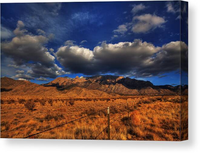 Texture Canvas Print featuring the photograph Sandia Crest in Late Afternoon Light by Alan Ley
