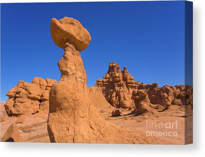 00345457 Canvas Print featuring the photograph Sandstone Hoodoos in Goblin Valley by Yva Momatiuk John Eastcott
