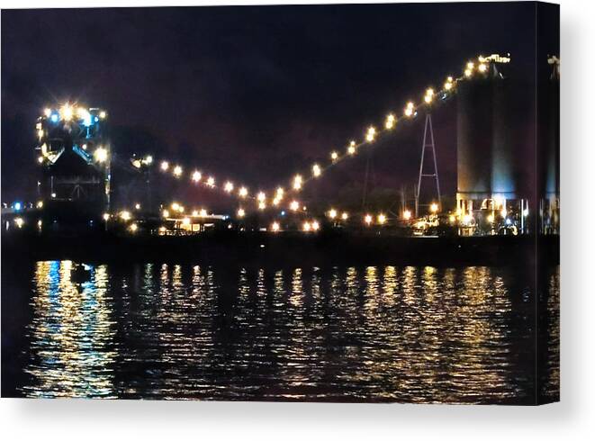 Coal Dock Canvas Print featuring the photograph Sandusky Coal Dock at Night by Shawna Rowe