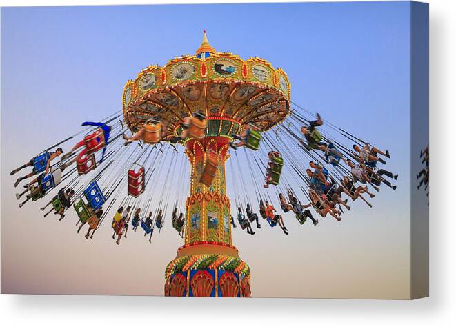 Carnival Canvas Print featuring the photograph Santa Cruz SeaSwing at Sunset 8 by Scott Campbell