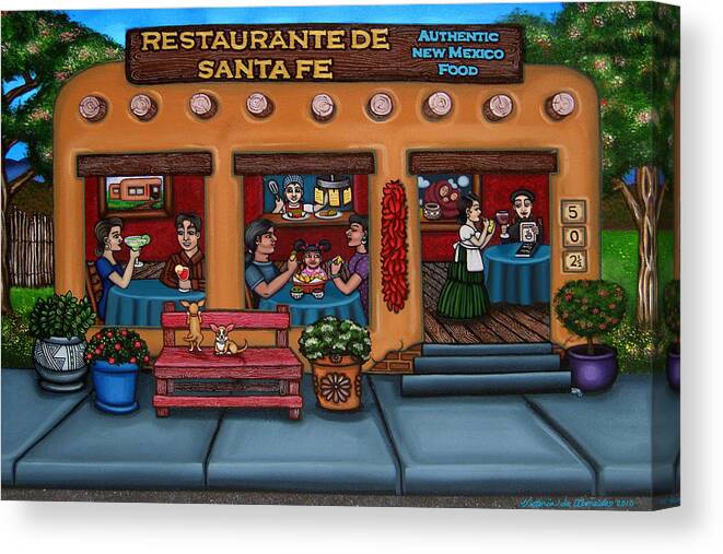 Folk Art Canvas Print featuring the painting Santa Fe Restaurant TYLER by Victoria De Almeida