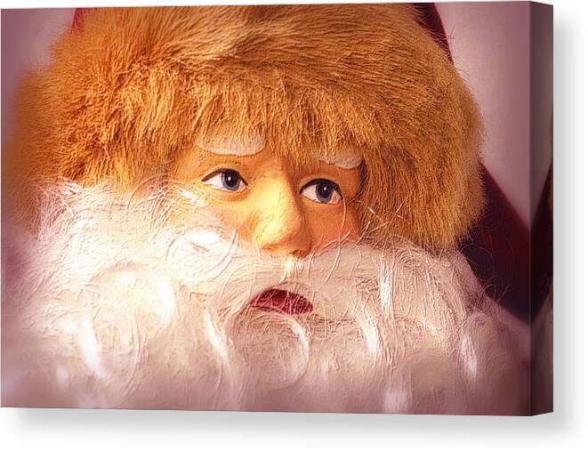 Christmas Canvas Print featuring the photograph Santa With Big Blue Eyes by Nadalyn Larsen