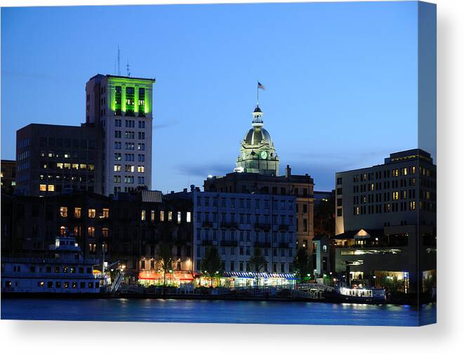 Cityscape Canvas Print featuring the photograph Savannah Waterfront by Bradford Martin