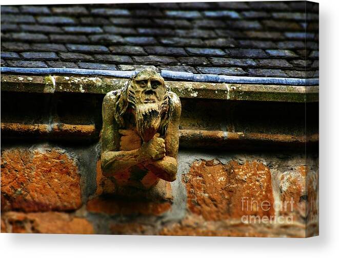 Roof Canvas Print featuring the photograph Scotland Gargoyle by Henry Kowalski