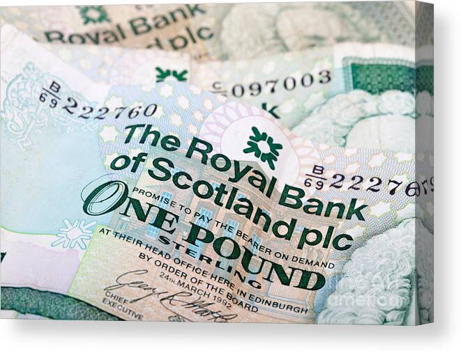 Scottish Canvas Print featuring the photograph Scottish Pound Notes by Diane Macdonald
