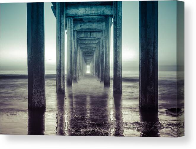 Scripps Pier Canvas Print featuring the photograph Scripps Pier by Sonny Marcyan