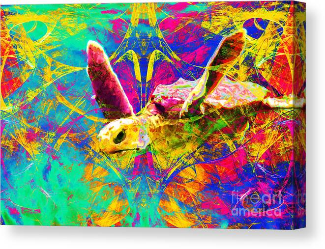 Wingsdomain Canvas Print featuring the photograph Sea Turtle In Abstract v2 by Wingsdomain Art and Photography