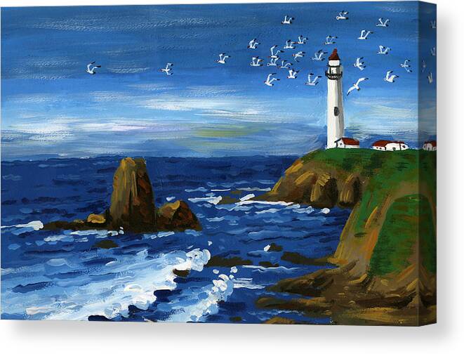Lighthouse Watercolor Painting Art Print, Pelican Art, Lighthouse Art,  Canvas Wall Art, Coastal Decor, Lighthouse Decor, Nautical Print 