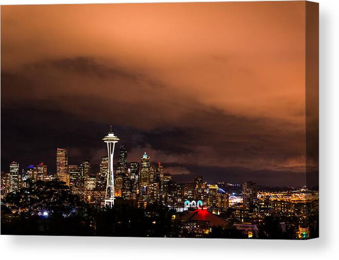 Seattle Canvas Print featuring the photograph Seattle Night by Dustin LeFevre