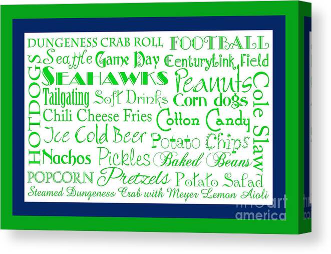Andee Design Football Canvas Print featuring the digital art Seattle Seahawks Game Day Food 2 by Andee Design