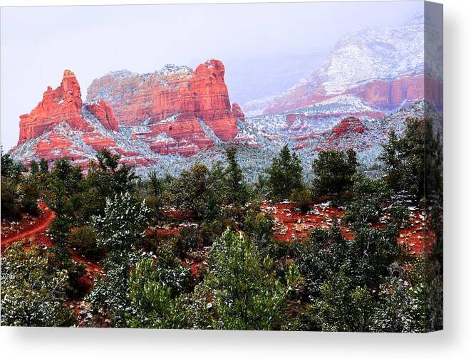 Arizona Canvas Print featuring the photograph Sedona Snow by Walt Sterneman