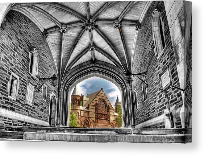 Gothic Canvas Print featuring the painting selective colors Princeton University by Geraldine Scull