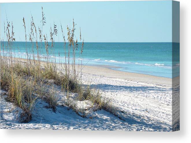 Sea Oats Canvas Print featuring the photograph Serene Florida Beach Scene by Rebecca Brittain