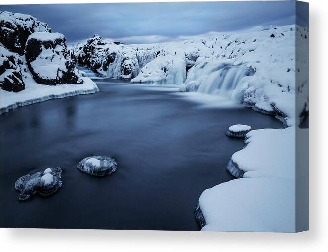 Waterfall Canvas Print featuring the photograph Shadow by Bragi Ingibergsson -