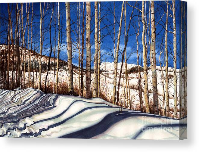 Ski Colorado Canvas Print featuring the painting Shadow Dance by Barbara Jewell