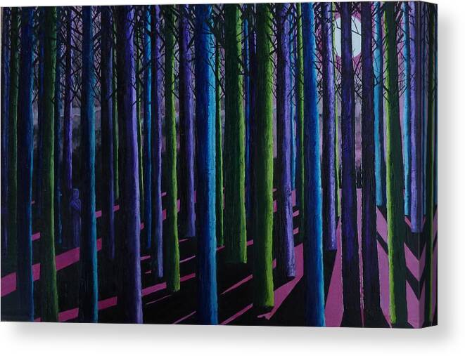 Night Canvas Print featuring the painting Shadows and Moonlight by Susan M Woods