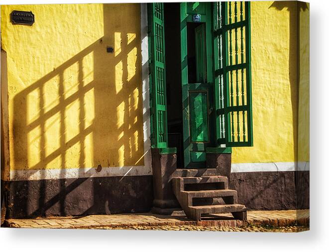 Cuba Canvas Print featuring the photograph Shadows on the Wall by Marzena Grabczynska Lorenc