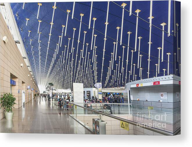 Airport Canvas Print featuring the photograph Shanghai Pudong Airport In China by JM Travel Photography