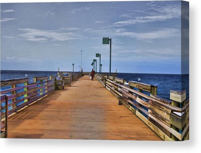 Fishermen Canvas Print featuring the photograph Sharky's Fishing Pier by Sandy Poore