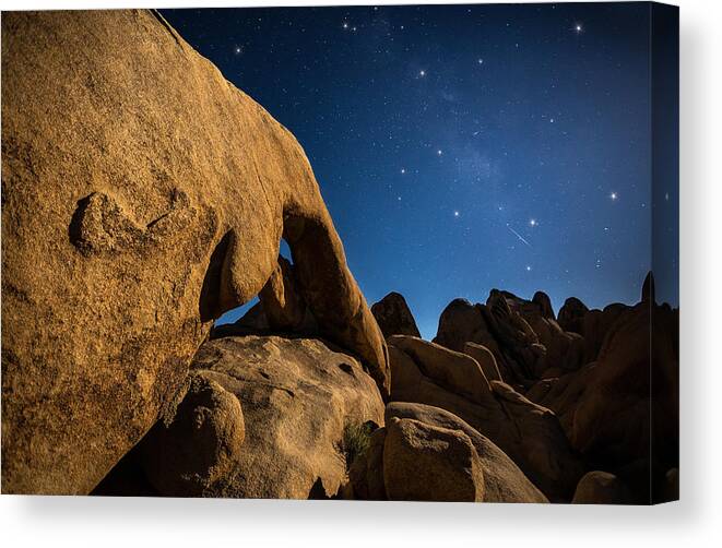 Meteor Shower Canvas Print featuring the photograph Shooting Star by Tassanee Angiolillo