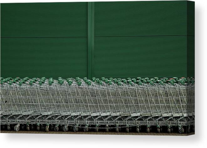 Abstract Canvas Print featuring the photograph Shopping Trolleys by Inge Schuster